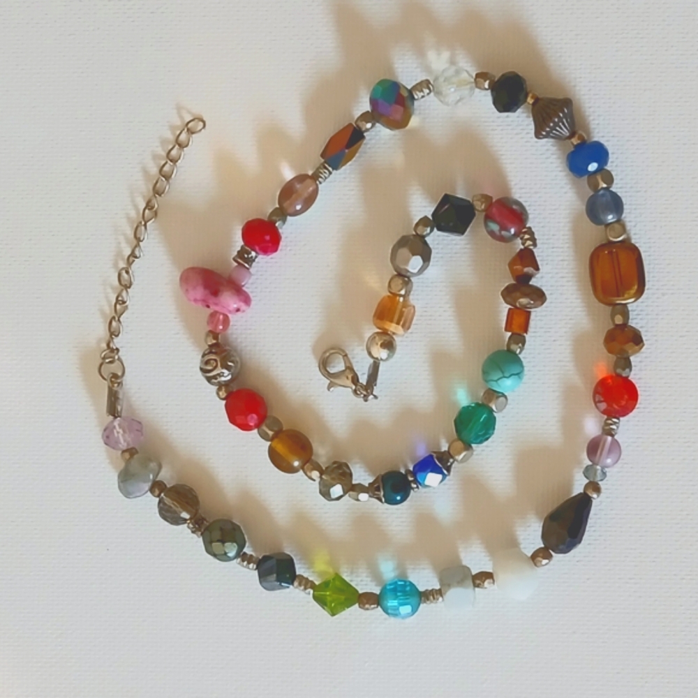 Multicolor Beaded Necklace, 16.5 Inches